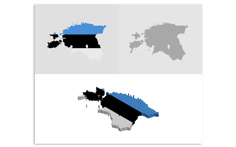 Mapa 3D y plano de Estonia - Imagen vectorial