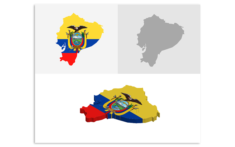 Mappa 3D e piatto Ecuador - immagine vettoriale