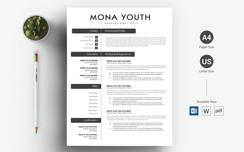 Mona Youth - Modèle de CV CV