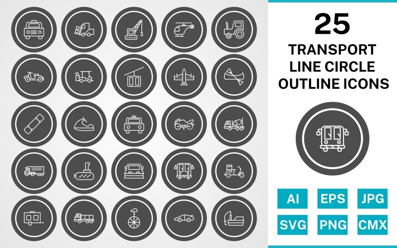 25 transportlinje cirkeldisposition Ikonuppsättning