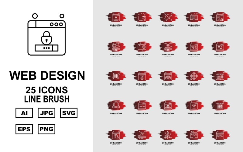 25 Premium-Pinselpack-Icon-Set für Webdesign und -entwicklung