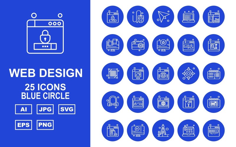 Download Набор иконок "25 Premium Web Design And Development Blue Circle Pack Icon Set" / 25 Premium Web Design And Development Blue Circle Pack Icon Set - Набор иконок на тему number lock,cloud,document,calendar,file,lcd,drawing compass,laptop,website,mouse,send,web design,camera,design,reload,target,headphone,element,icon,icons