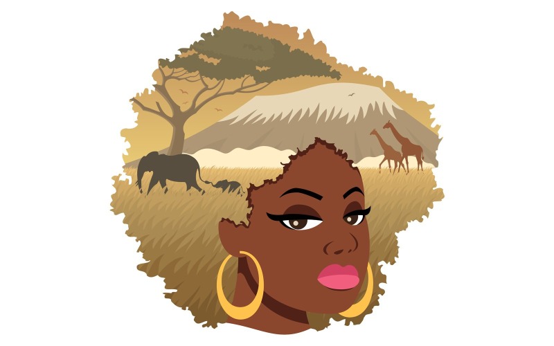 Download Иллюстрация "African Girl 2 - Illustration" / African Girl 2 - Illustration - Иллюстрация на тему графика afro,hairstyle,hair,style,lady,girl,woman,chick,female,sexy,pretty,beautiful,beauty,face,portrait,african,american,black,african descent