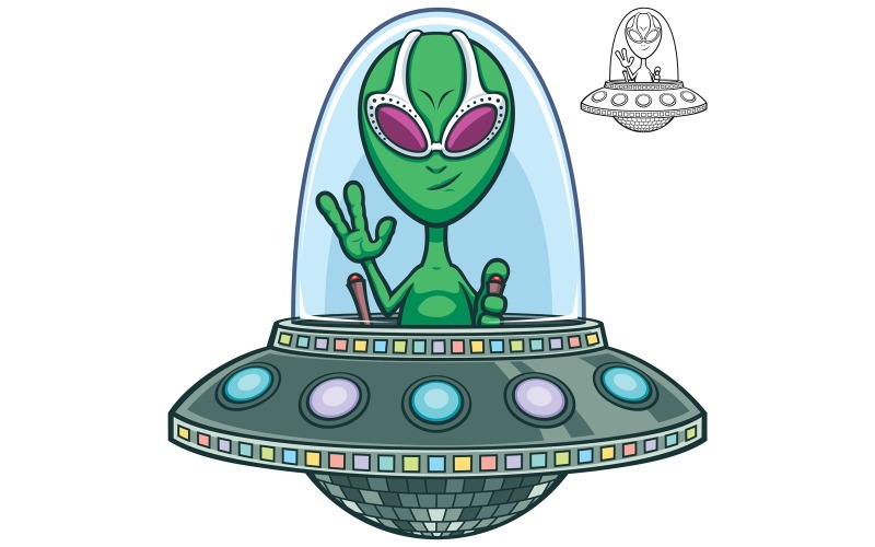 Alien Latający Spodek - Ilustracja