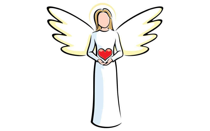 Anděl drží srdce - ilustrace