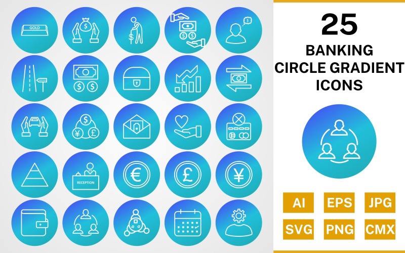 25 Bankacılık Daire Degrade Icon Set