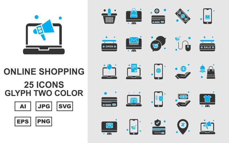 25高级在线购物标志符号两个颜色包图标集