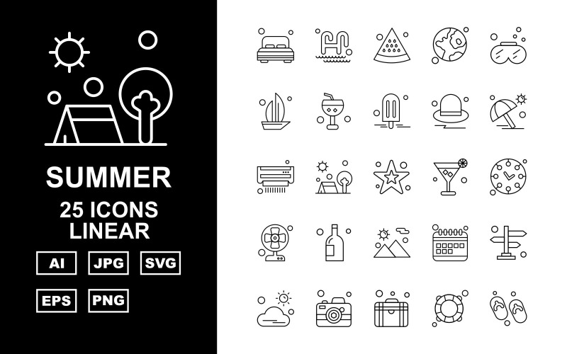 25 Premium Summer II linjärpaket Ikonuppsättning