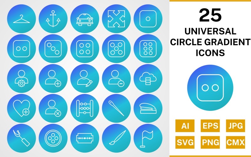 Sada ikon s přechodem 25 Universal Circle