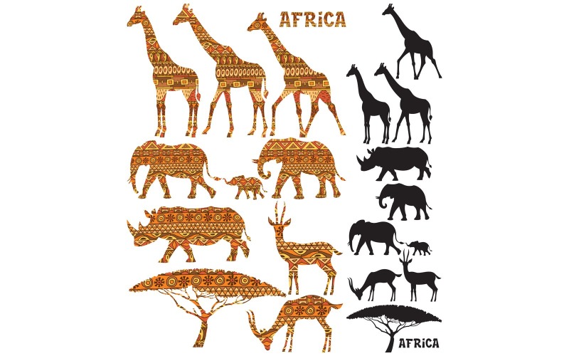 Sagome Di Animali Africani - Illustrazione