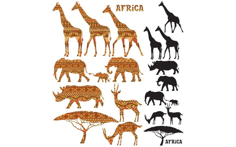Siluetas de animales africanos - Ilustración