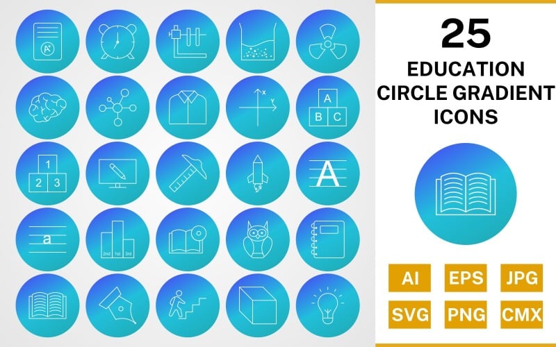 25 utbildning cirkel lutning Ikonuppsättning