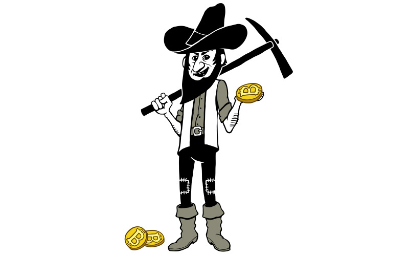 Bitcoin Miner Cartoon - illustrazione
