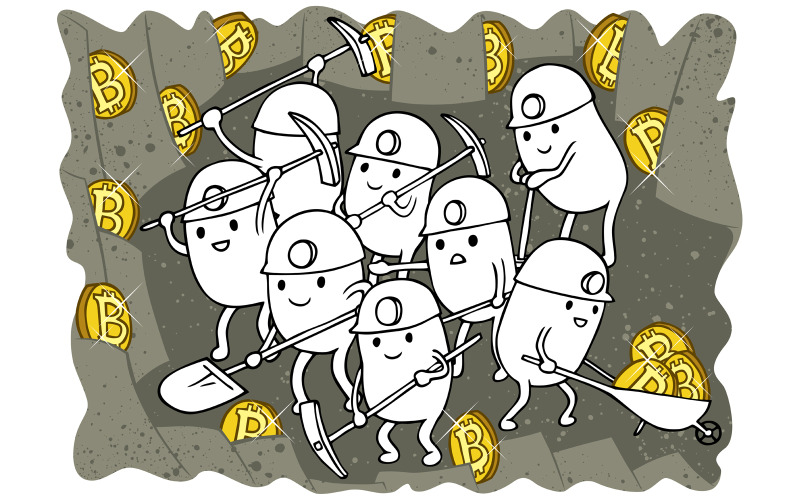 Bitcoin Mining Doodle - illusztráció