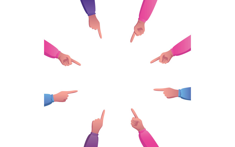 Download Иллюстрация "Hands with Pointing Fingers - Illustration" / Hands with Pointing Fingers - Illustration - Иллюстрация на тему графика hand,hands,arm,pointing,showing,finger,index finger,people,crowd,group,human,surrounded,circle,cartoon,center,goal,copy space,copyspace,empty