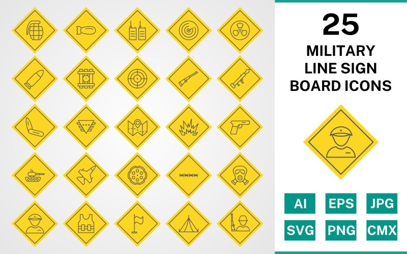 25 Symbolsatz für militärische Linienschilder
