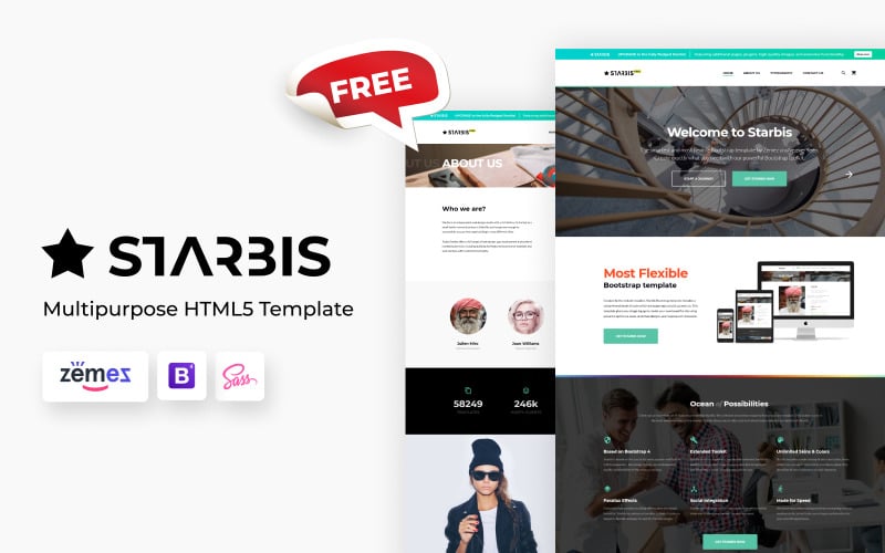 Modelo de site HTML multiuso gratuito da Starbis