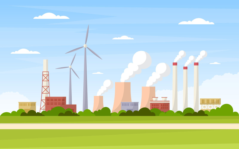 Paysage de bâtiment industriel - Illustration