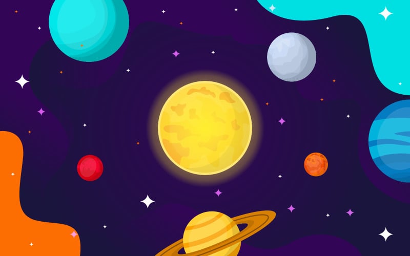Download Иллюстрация "Planet Star Space - Illustration" / Planet Star Space - Illustration - Иллюстрация на тему графика planet,star,sun,moon,space,flat,vector,illustration,earth,background,game,abstract,cartoon,color,crater,design,neptune,shape,sticker,pack