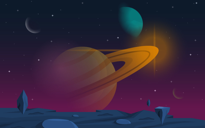 Download Иллюстрация "Saturn Planet Space - Illustration" / Saturn Planet Space - Illustration - Иллюстрация на тему графика landscape,surface,planet,sky,place,science,fiction,fantasy,illustration,vector,space,background,cartoon,galaxy,universe,game,cosmic,futuristic,design,graphic