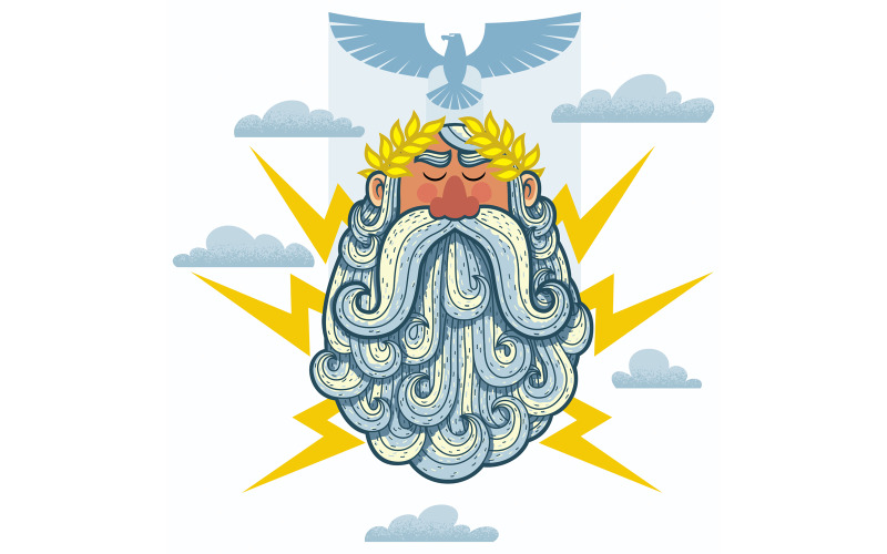 Download Иллюстрация "Zeus - Illustration" / Zeus - Illustration - Иллюстрация на тему графика jupiter,zeus,god,deity,roman,greek,character,portrait,face,symbol,sign,mascot,mythology,fantasy,religion,ancient,legend,myth,history,king