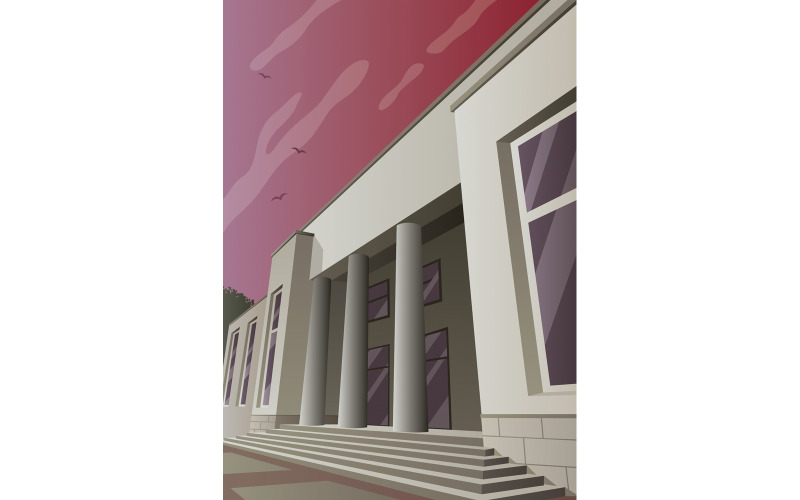 Download Иллюстрация "Art Deco Museum - Illustration" / Art Deco Museum - Illustration - Иллюстрация на тему графика museum,art,gallery,court,bank,municipality,city,town,hall,library,theater,opera house,building,public,financial,art deco,built structure,style,poster,comic book