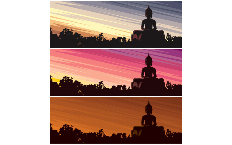 Download Иллюстрация "Buddha Dusk - Illustration" / Buddha Dusk - Illustration - Иллюстрация на тему графика buddha,statue,sculpture,silhouette,sunset,sunrise,dusk,dawn,jungle,forest,landscape,background,banner,faith,religion,monument,meditation,thailand,thai,china