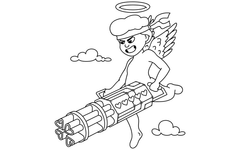 Download Иллюстрация "Cupid Line Art - Illustration" / Cupid Line Art - Illustration - Иллюстрация на тему графика cupid,angel,cherub,love,child,baby,character,matchmaker,valentines day,saint valentines day,st valentines day