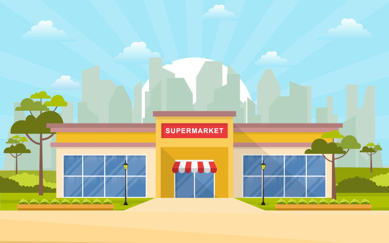 Diseño exterior de comestibles - Ilustración