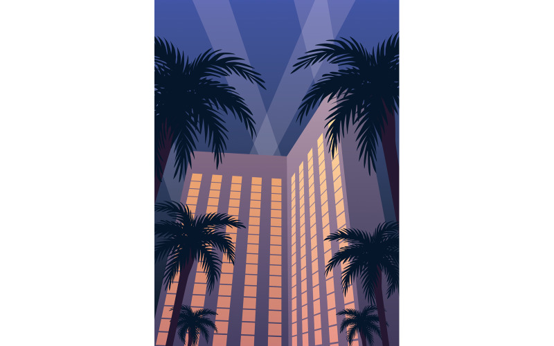 Hotel Casino Resort Night - Illustrazione