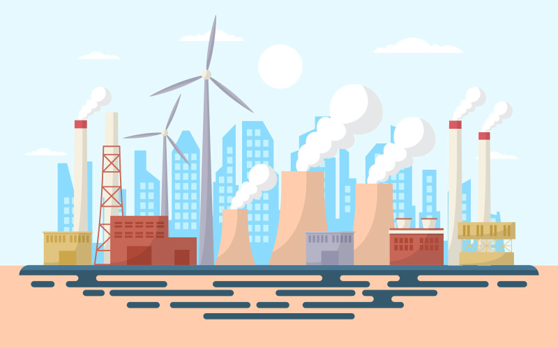 Download Иллюстрация "Industry Conveyor Assembly - Illustration" / Industry Conveyor Assembly - Illustration - Иллюстрация на тему графика industrial,factory,concept,manufacturing,building,facilities,area,flat,illustration,landscape,vector,business,engine,industry,manufacture,cloud,sky,road,day,sun