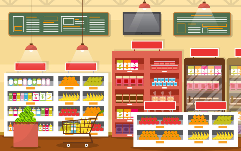 Interno del mercato al dettaglio - illustrazione