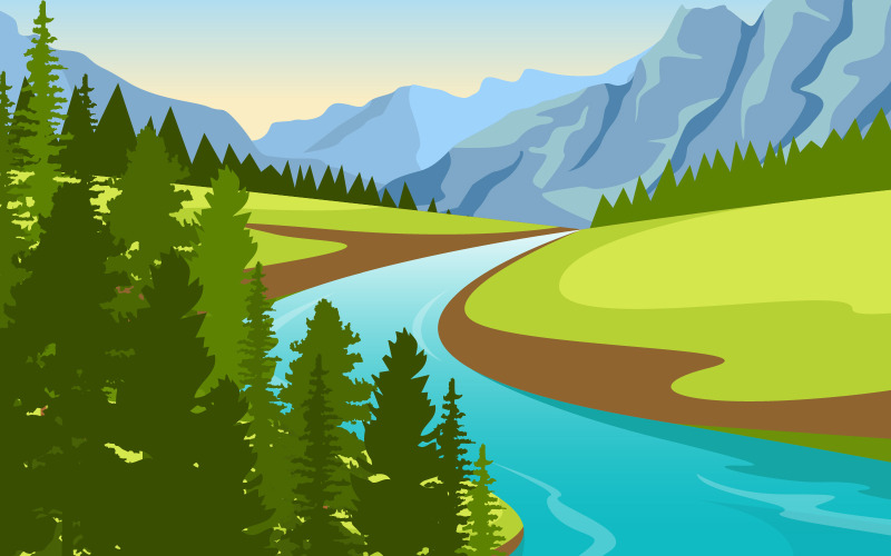 Kręta Natura Rzeki - Ilustracja