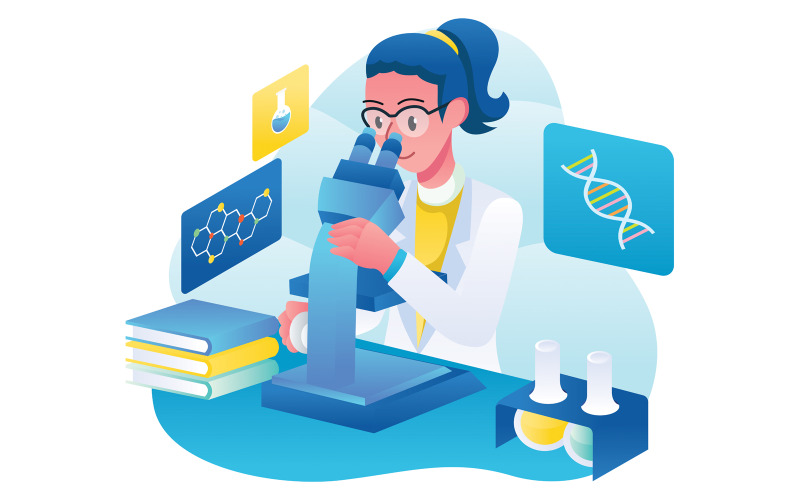 Microbioloog op het werk - illustratie