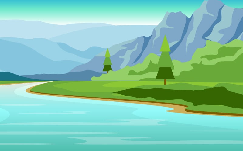 Mountain River Forest - Illustrazione
