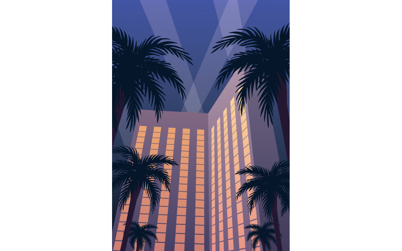Otel Casino Resort Gece - İllüstrasyon