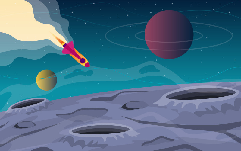 Ruimtevaartuig verkennen planeet - illustratie