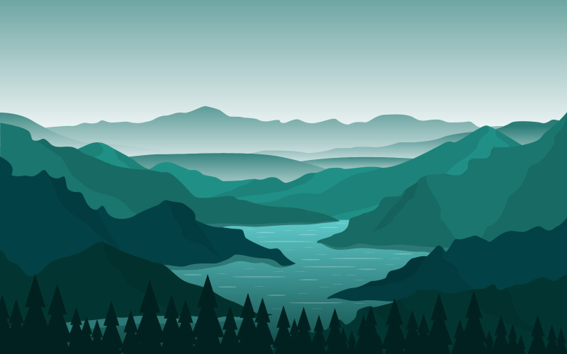 Winding River Mountain - Ilustración