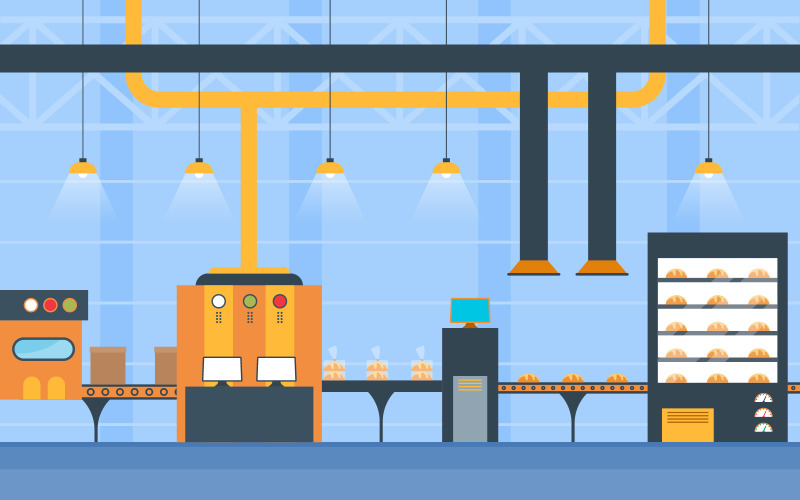 Download Иллюстрация "Automatic Production Assembly - Illustration" / Automatic Production Assembly - Illustration - Иллюстрация на тему графика industry,factory,concept,conveyor,production,robotic,assembly,illustration,vector,business,engine,interior,inside,manufacturing,robot,logistics,processing,transport,manufacture,machine