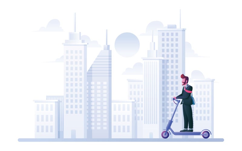 Download Иллюстрация "Businessman on Electric Scooter on White - Illustration" / Businessman on Electric Scooter on White - Illustration - Иллюстрация на тему графика electric,scooter,electric scooter,electric push scooter,traffic,man,businessman,business,suit,tie,manager,character,person,urban,active,lifestyle,device