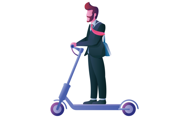 Download Иллюстрация "Businessman on Electric Scooter on White - Illustration" / Businessman on Electric Scooter on White - Illustration - Иллюстрация на тему графика electric,scooter,electric scooter,electric push scooter,traffic,man,businessman,business,suit,tie,manager,character,person,urban,active,lifestyle
