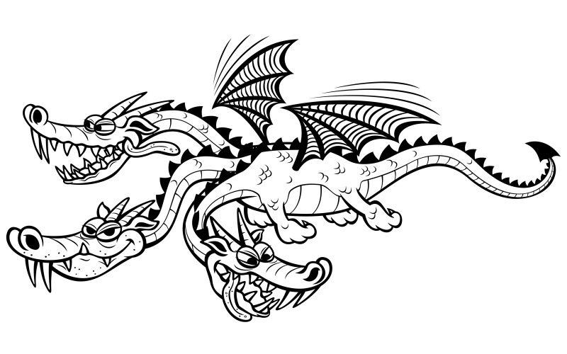 Download Иллюстрация "Cartoon Dragon Line Art - Illustration" / Cartoon Dragon Line Art - Illustration - Иллюстрация на тему графика dragon,cartoon,slavic,zmey,zmiy,zmaj,lamya,smok,zmey gorynych,basilisk,serpent,hydra,beast,monster,reptile,coloring,book,coloring book,page,line art