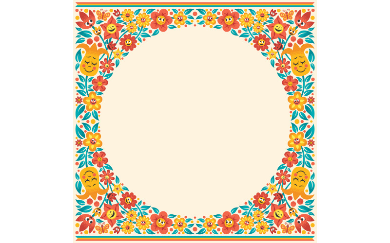 Download Иллюстрация "Cartoon Floral Border - Illustration" / Cartoon Floral Border - Illustration - Иллюстрация на тему графика floral,flower,blossom,frame,border,cartoon,retro,vintage,grunge,banner,background,pattern,card,greeting,abstract,spring,summer,garden,holiday,celebration