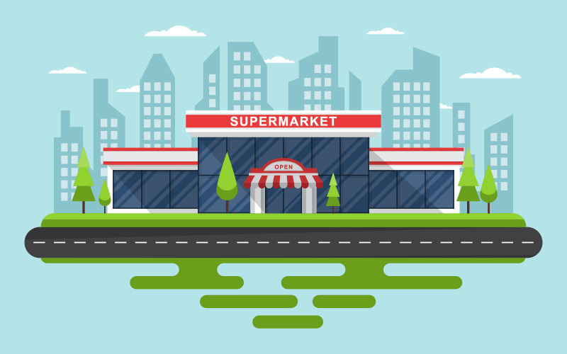 Exterieur gebouw kruidenier - illustratie