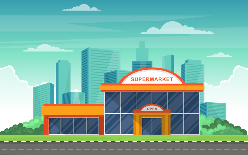 Exterior Grocery Store - Illustration - TemplateMonster