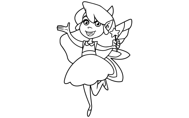 Download Иллюстрация "Little Green Fairy Line Art - Illustration" / Little Green Fairy Line Art - Illustration - Иллюстрация на тему графика fairy,little,small,child,baby,kid,toddler,girl,flying,showing,presenting,coloring,book,line art,magic,fantasy,tinker,bell,elf,dragonfly