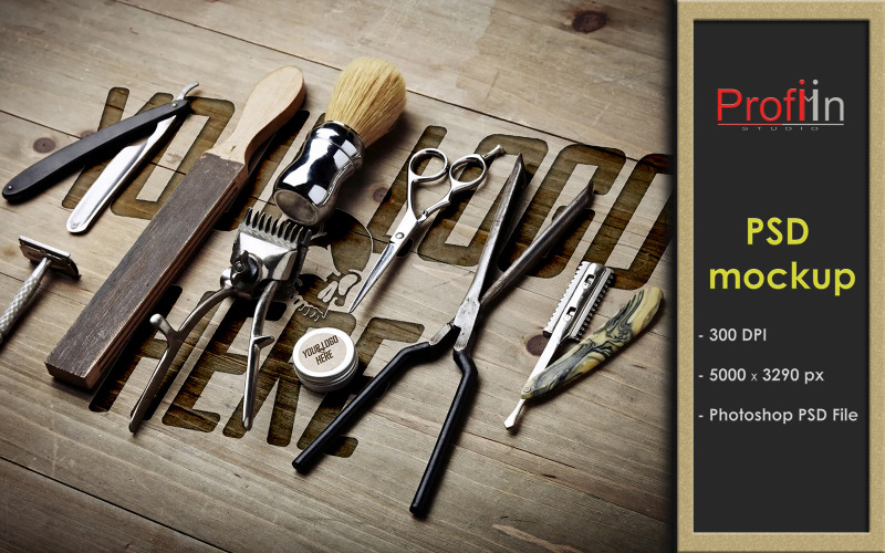 Download Мокап для продукта "Barbershop Table product mockup" / Barbershop Table product mockup - Мокап для продукта на тему графика logo,logos,template,design,templates,fonts,business,creative,interactive,wood,barbershop,mockup,table