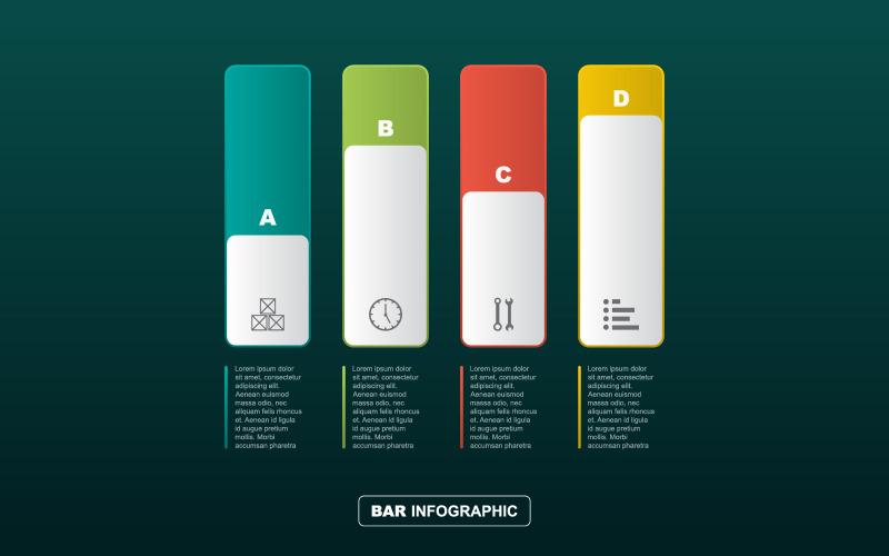 Diagrama de elementos de infografía de estadística financiera