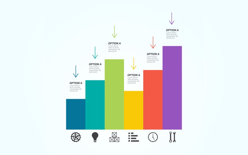 Diagrama de elementos de infografía empresarial analítica