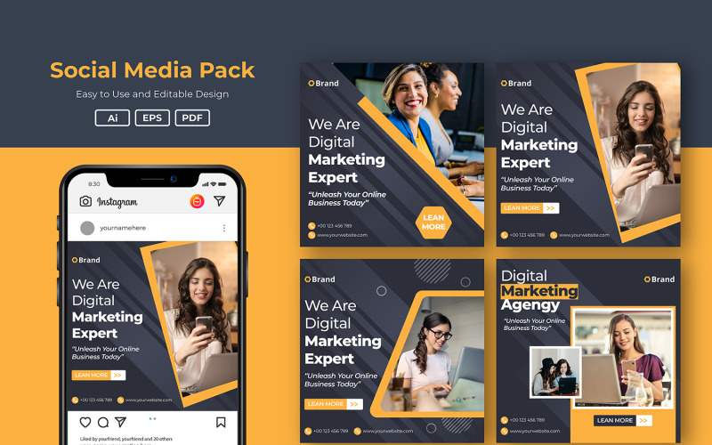 Modello di social media post marketing aziendale digitale